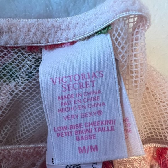 Victoria's Secret low rise cheekini  Rose Crystal Lace Mesh Floral Panty size m - Picture 7 of 8